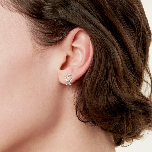 Tiffany Loving Heart Silver Earrings by Paloma Picasso - Picture 4 of 4